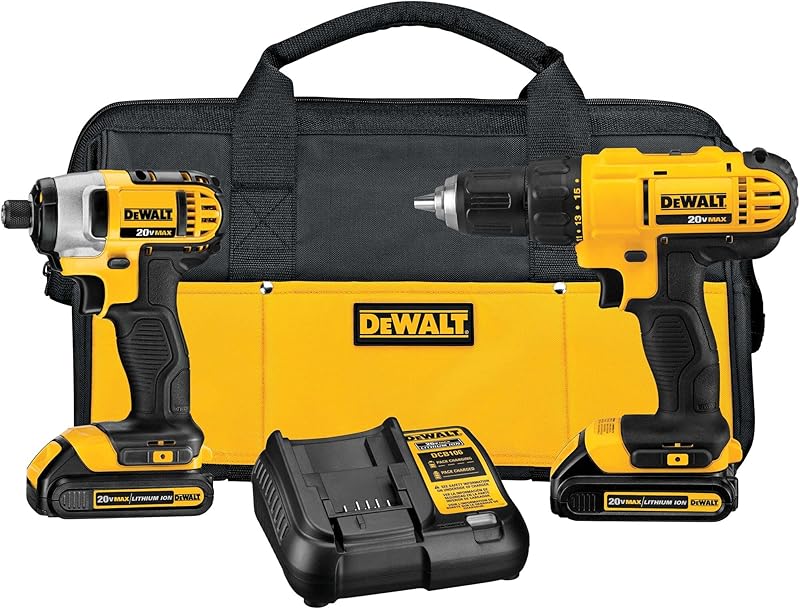 Cordless impact driver kit with compact power tools and batteries